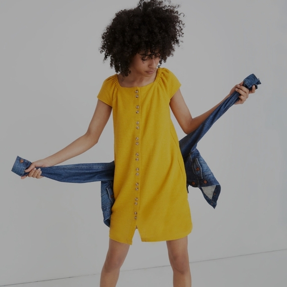 Texture Thread By Madewell Yellow Dress Size Small - Picture 2 of 7